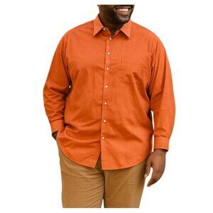 Covington Mens Button-Up Shirt 18-18.5 34/35 Big Tall Fit Orange Long Sleeve